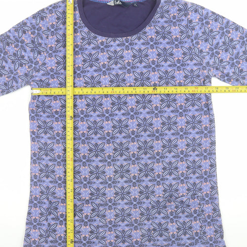 Isle Womens Purple Geometric Tunic Top Size 10 3/4 Sleeve