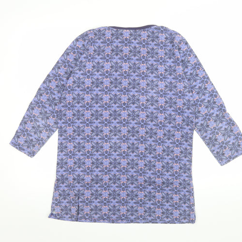 Isle Womens Purple Geometric Tunic Top Size 10 3/4 Sleeve