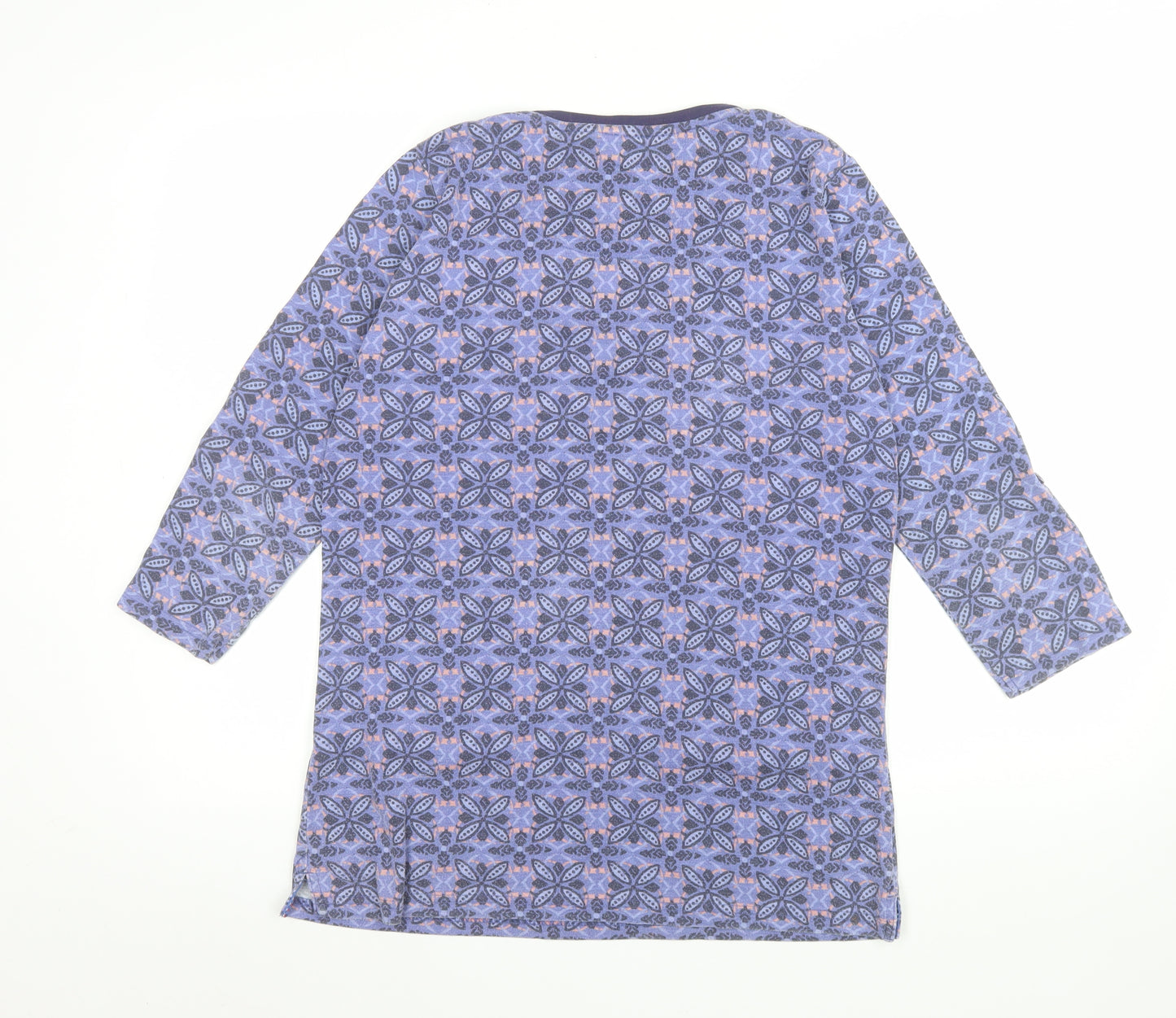 Isle Womens Purple Geometric Tunic Top Size 10 3/4 Sleeve