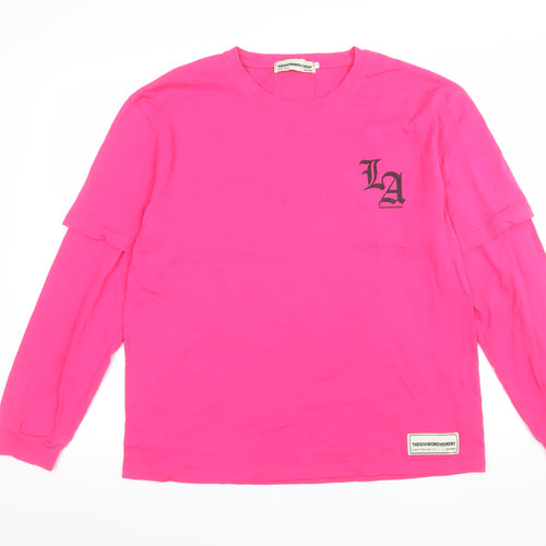 The Giving Movement Women’s Pink Long Sleeve Cotton T-Shirt L Los Angeles Print