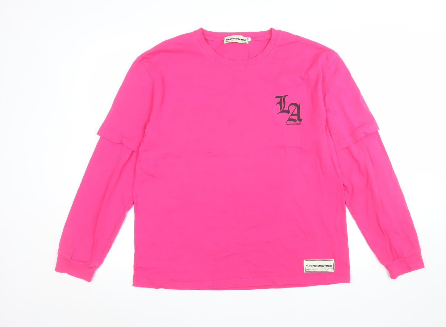 The Giving Movement Women’s Pink Long Sleeve Cotton T-Shirt L Los Angeles Print