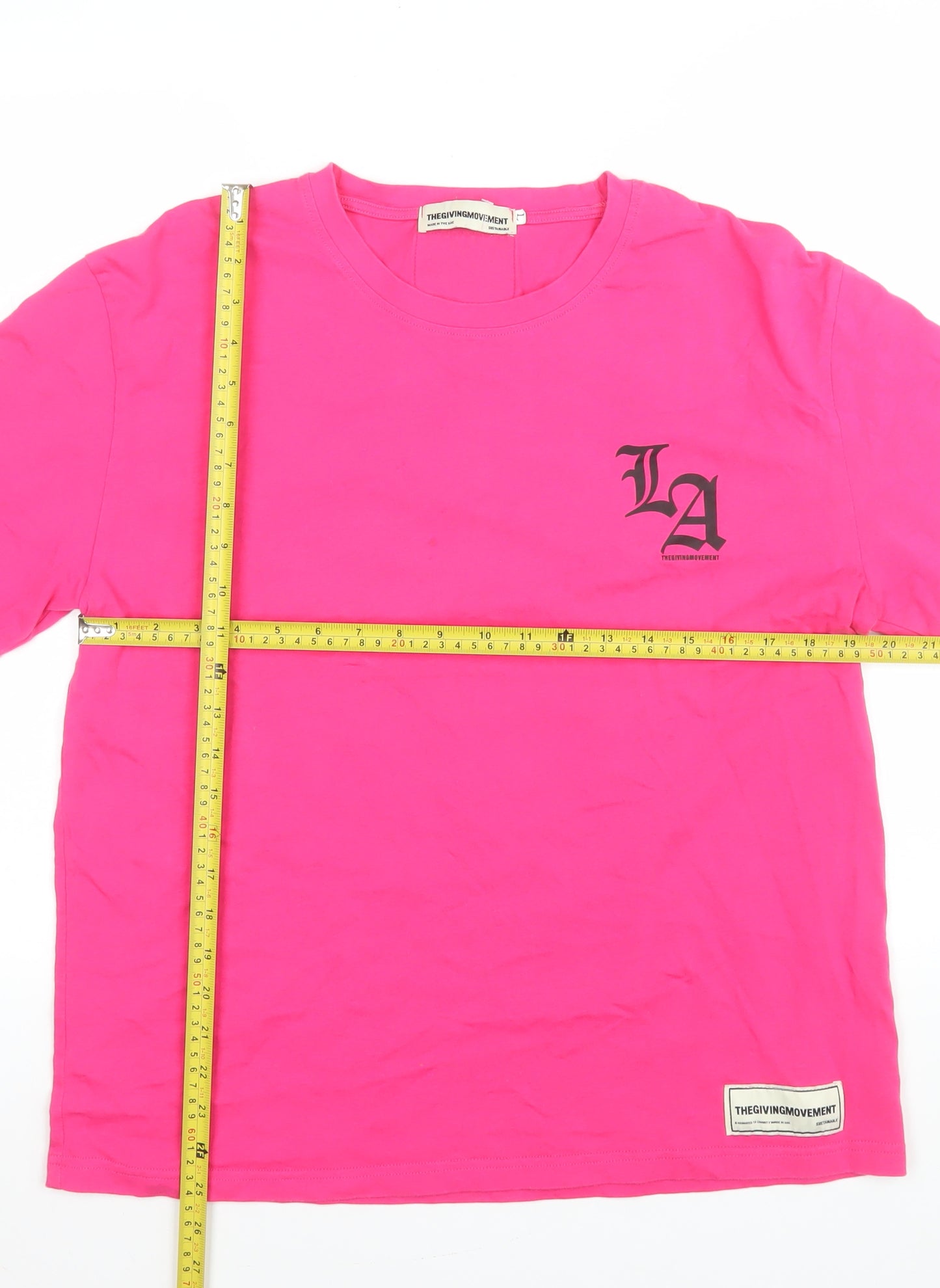 The Giving Movement Women’s Pink Long Sleeve Cotton T-Shirt L Los Angeles Print