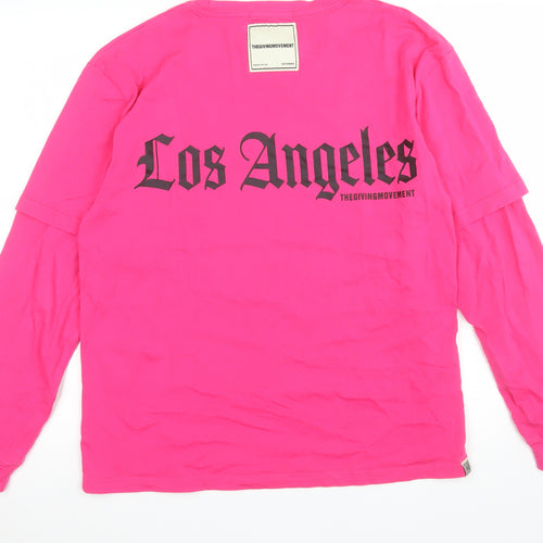 The Giving Movement Women’s Pink Long Sleeve Cotton T-Shirt L Los Angeles Print