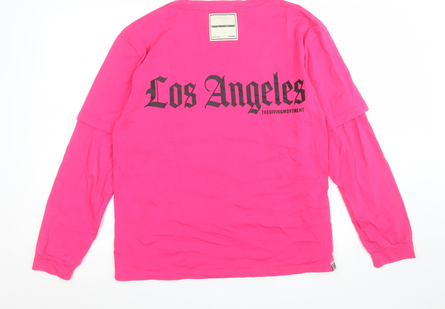 The Giving Movement Women’s Pink Long Sleeve Cotton T-Shirt L Los Angeles Print