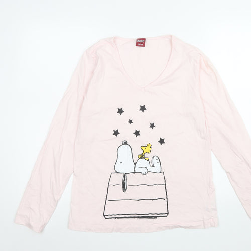 Peanuts Womens Pink Snoopy Pyjama Top Size 10 V-Neck Long Sleeve
