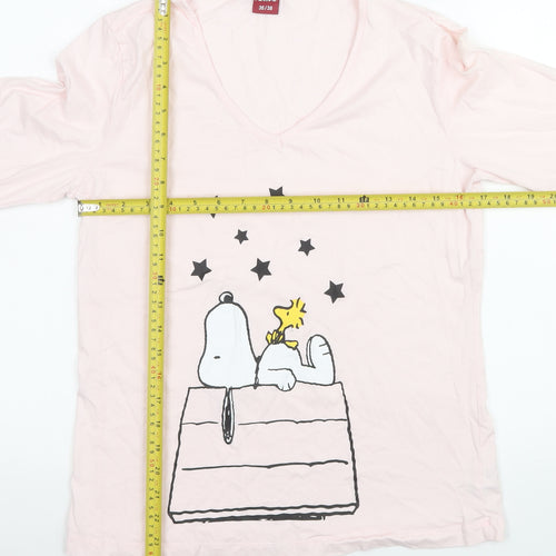 Peanuts Womens Pink Snoopy Pyjama Top Size 10 V-Neck Long Sleeve