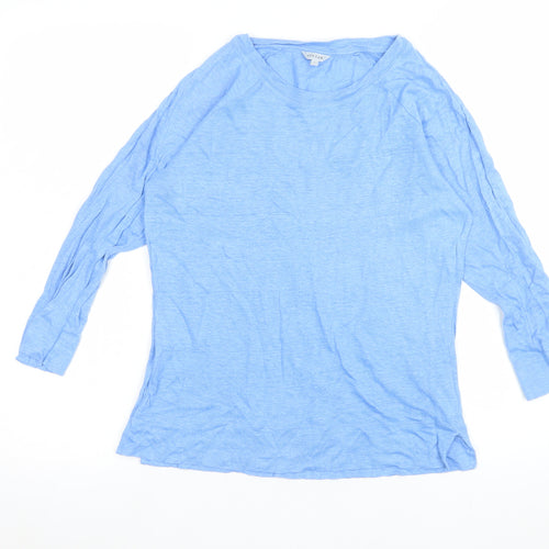 Jigsaw Women's Blue Linen 3/4 Sleeve Basic T-Shirt Size S