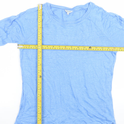 Jigsaw Women's Blue Linen 3/4 Sleeve Basic T-Shirt Size S
