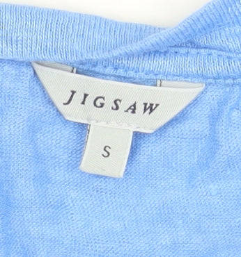 Jigsaw Women's Blue Linen 3/4 Sleeve Basic T-Shirt Size S