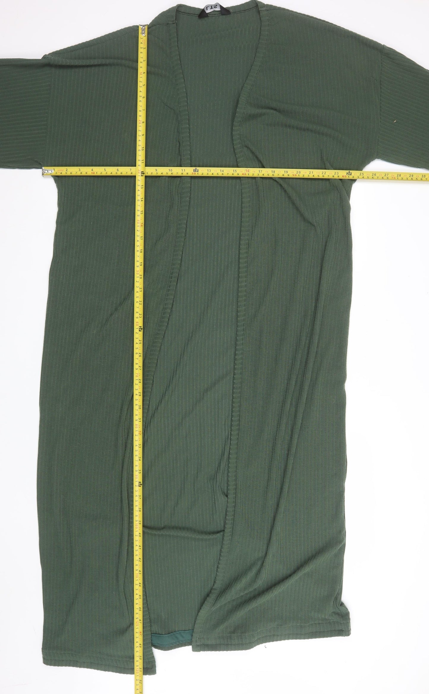 LTS Women’s Green Long Ribbed Knit Tall Coatigan Size 14