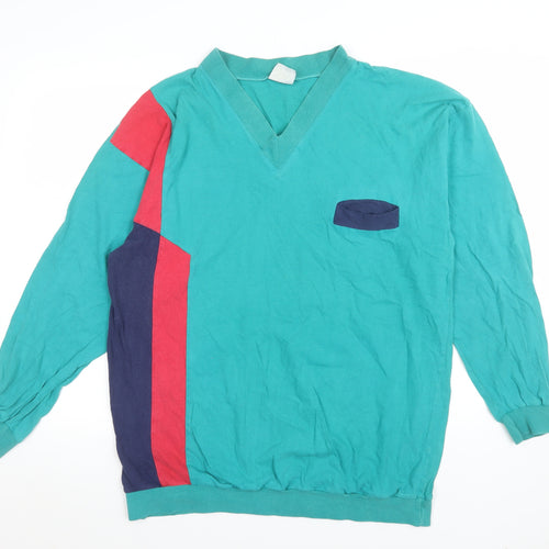Key Elements Women’s Teal Colourblock V-Neck Pullover Sweatshirt L