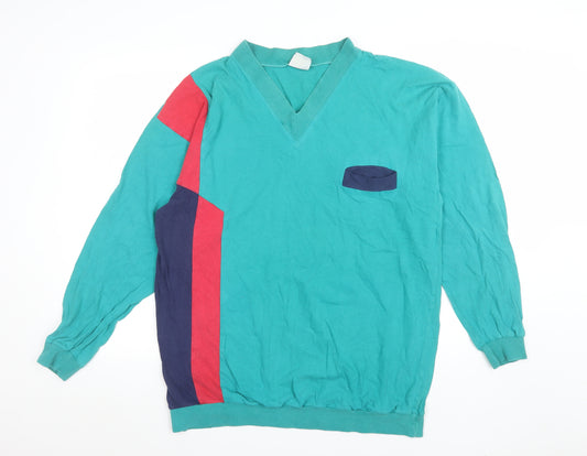 Key Elements Women’s Teal Colourblock V-Neck Pullover Sweatshirt L