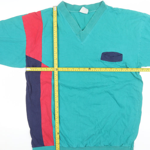 Key Elements Women’s Teal Colourblock V-Neck Pullover Sweatshirt L