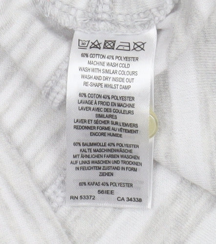 French Connection Men’s Grey Striped Long Sleeve Polo Shirt L Regular Fit