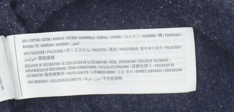 Hollister Womens Blue White Long Sleeve Crew Neck Colourblock T-Shirt M