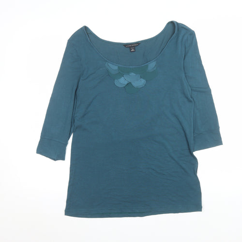 Banana Republic Women Blue Scoop Neck Stretch Jersey Top L