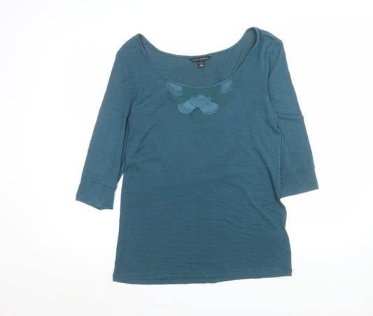 Banana Republic Women Blue Scoop Neck Stretch Jersey Top L