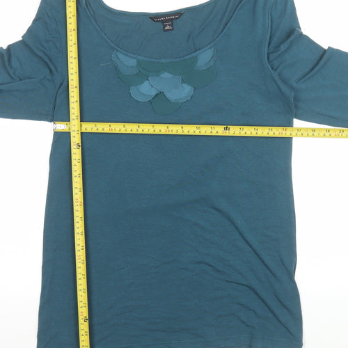 Banana Republic Women Blue Scoop Neck Stretch Jersey Top L