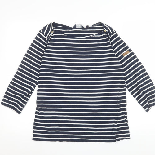 Regatta Women's Blue Striped Cotton 3/4 Sleeve Nautical T-Shirt UK 14