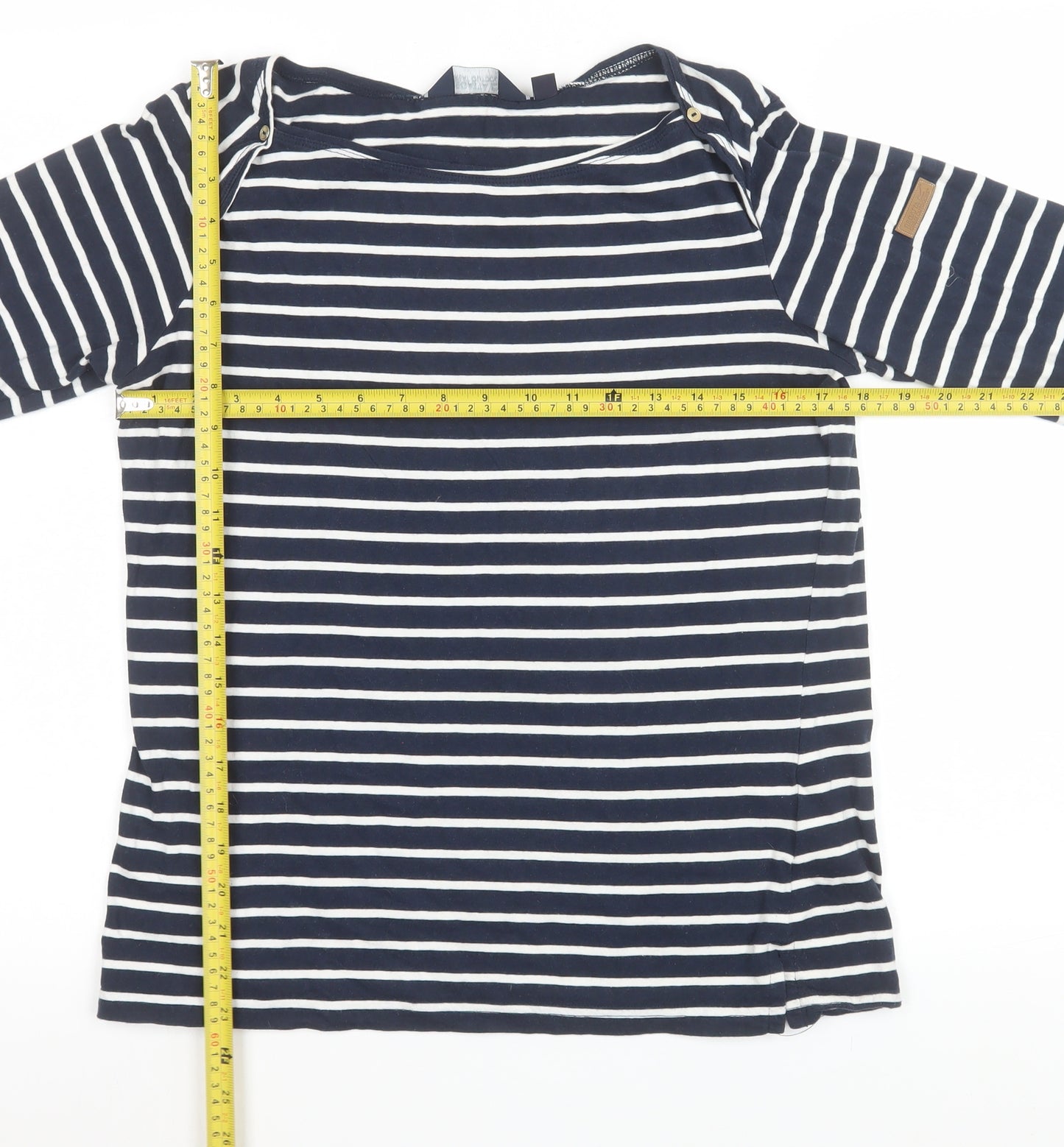 Regatta Women's Blue Striped Cotton 3/4 Sleeve Nautical T-Shirt UK 14