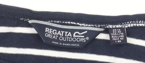 Regatta Women's Blue Striped Cotton 3/4 Sleeve Nautical T-Shirt UK 14