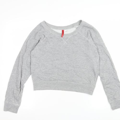 H&M Divided Women's Grey Cropped Long Sleeve Jersey Top Size 8