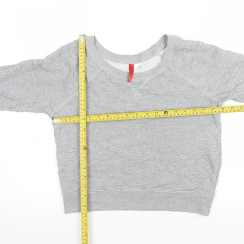 H&M Divided Women's Grey Cropped Long Sleeve Jersey Top Size 8