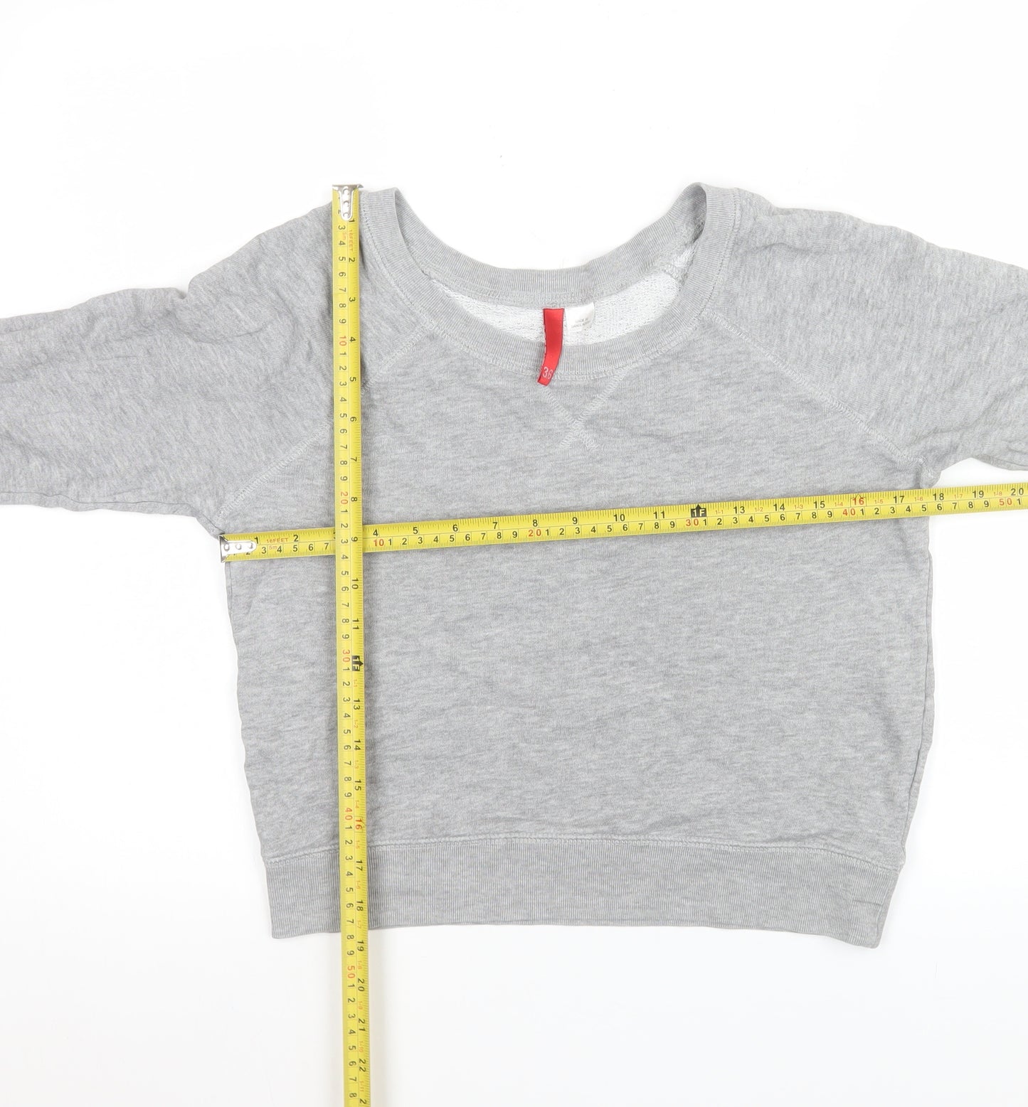 H&M Divided Women's Grey Cropped Long Sleeve Jersey Top Size 8