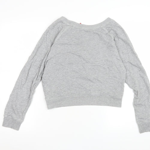 H&M Divided Women's Grey Cropped Long Sleeve Jersey Top Size 8