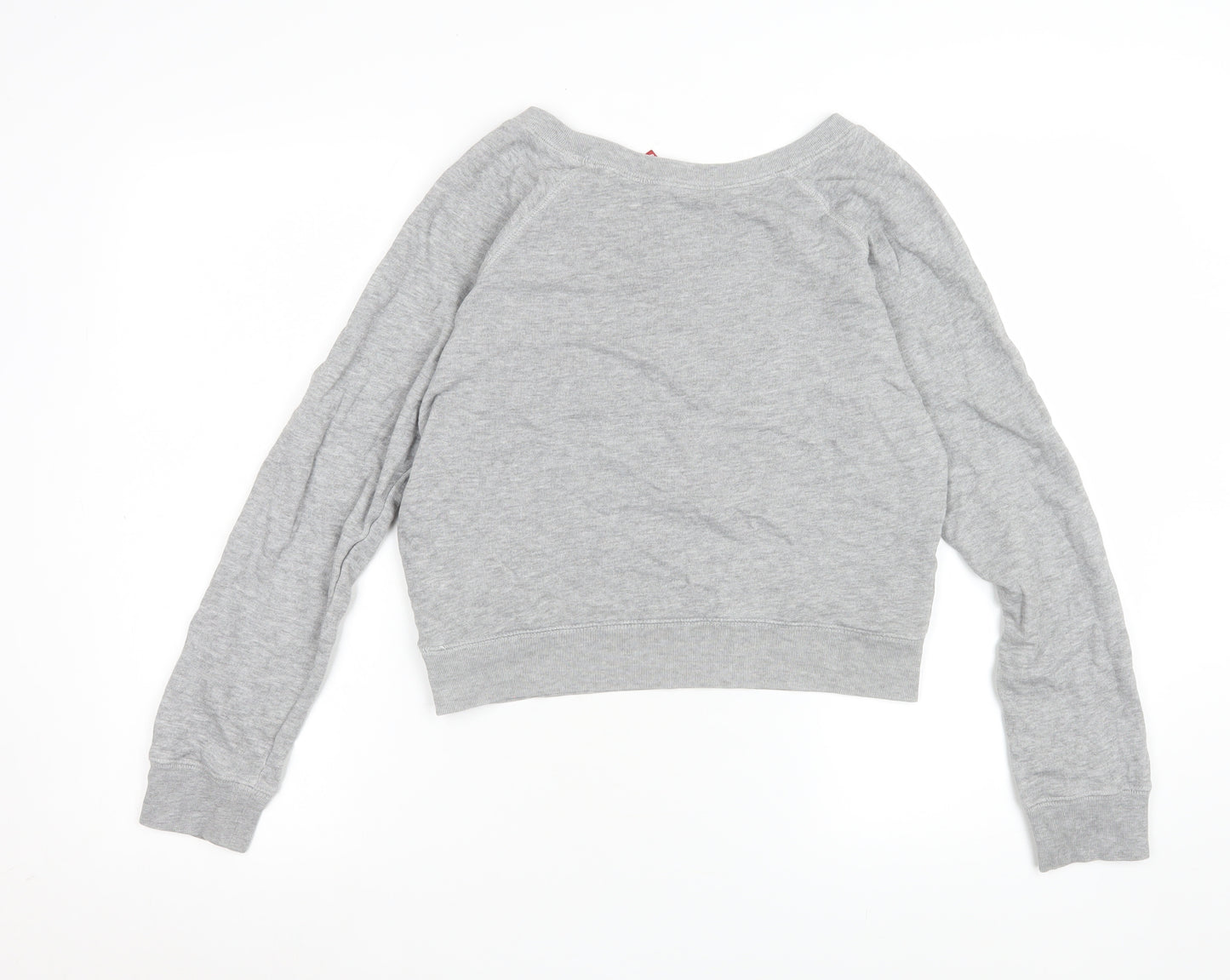 H&M Divided Women's Grey Cropped Long Sleeve Jersey Top Size 8