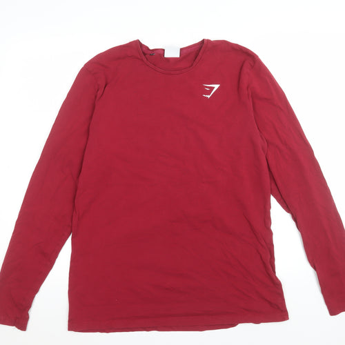 Gymshark Women Red Long Sleeve Slim Fit Cotton T-Shirt L