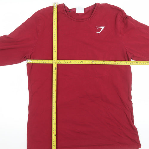 Gymshark Women Red Long Sleeve Slim Fit Cotton T-Shirt L