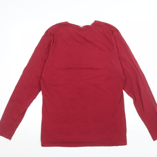 Gymshark Women Red Long Sleeve Slim Fit Cotton T-Shirt L