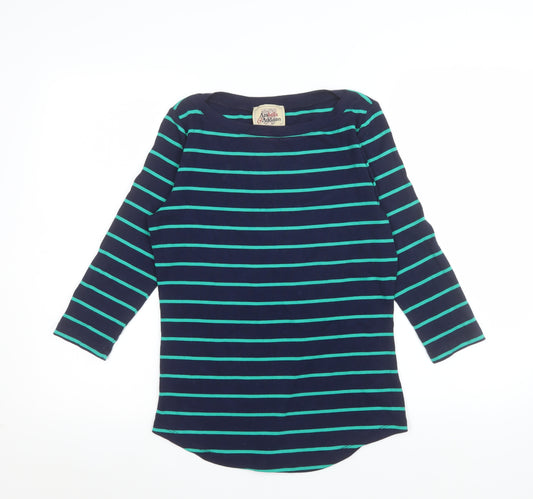 Arabella & Addison Women's Blue Striped 3/4 Sleeve Jersey Top Size L
