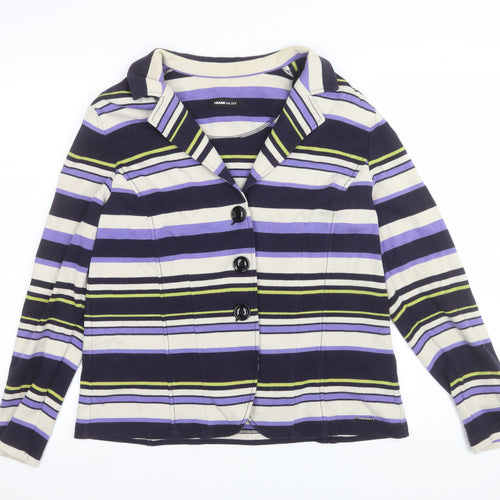 Frank Walder Women’s Multicoloured Striped Cotton Blazer Size 18