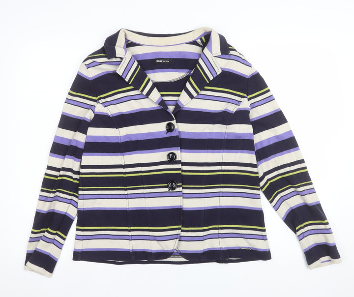 Frank Walder Women’s Multicoloured Striped Cotton Blazer Size 18