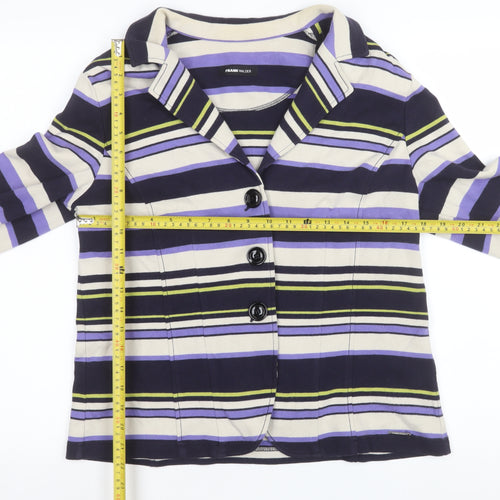 Frank Walder Women’s Multicoloured Striped Cotton Blazer Size 18