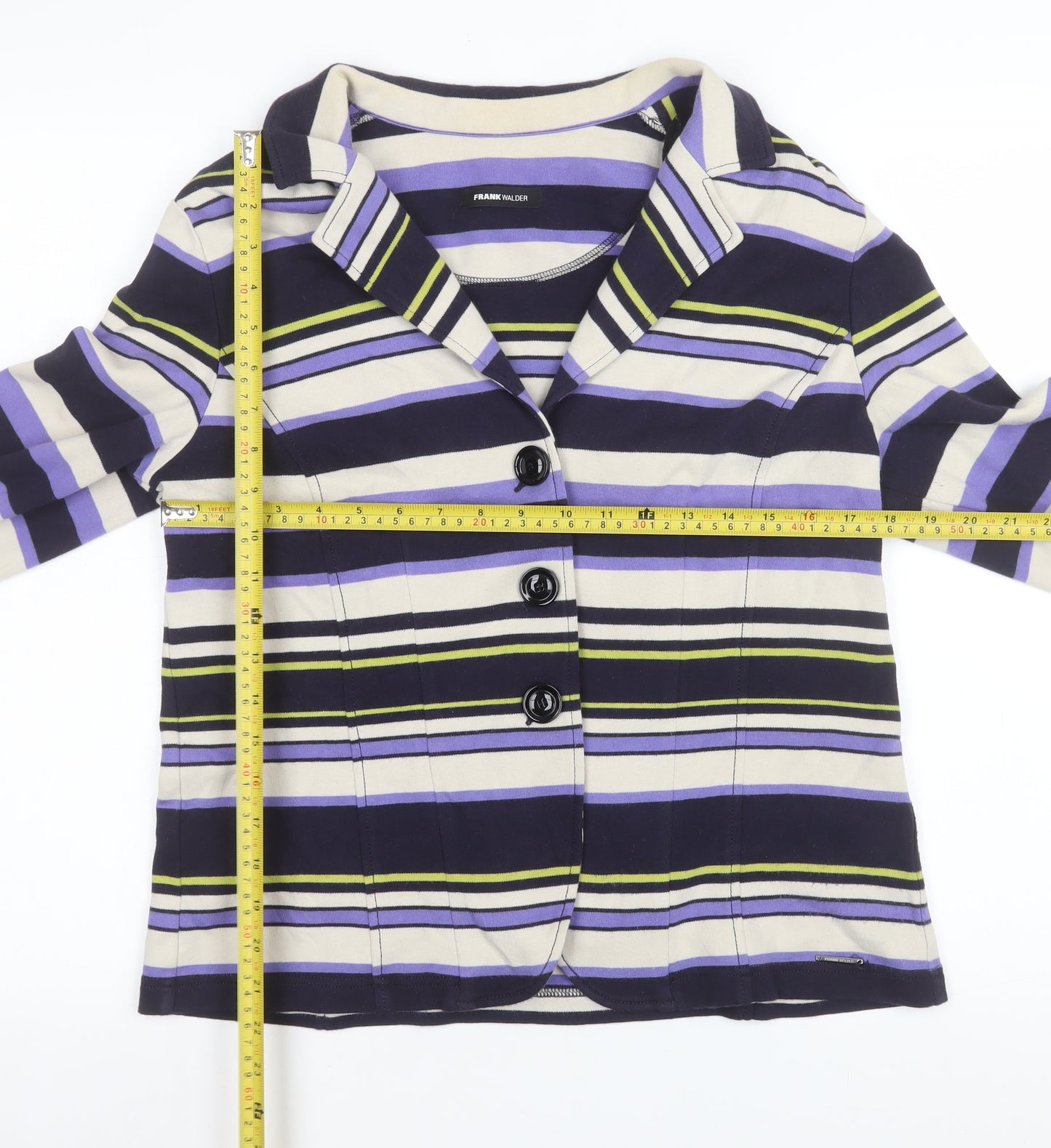 Frank Walder Women’s Multicoloured Striped Cotton Blazer Size 18