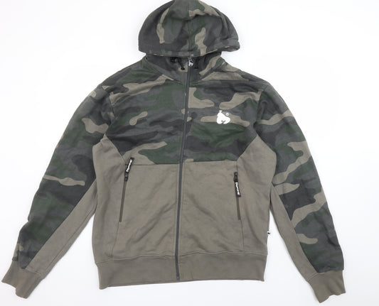 Money Mens Green Camouflage Full Zip Hoodie XL Regular Fit