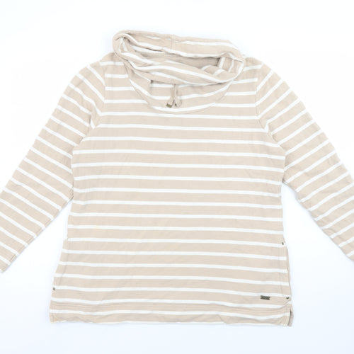 Dash Womens Beige Striped Cotton Pullover Sweatshirt Size 14