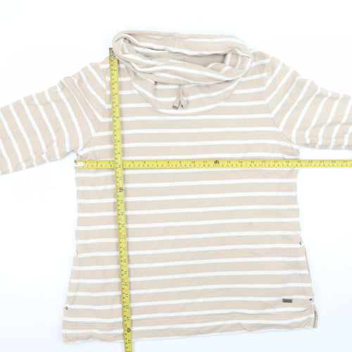 Dash Womens Beige Striped Cotton Pullover Sweatshirt Size 14