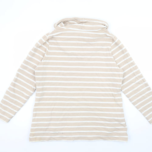 Dash Womens Beige Striped Cotton Pullover Sweatshirt Size 14