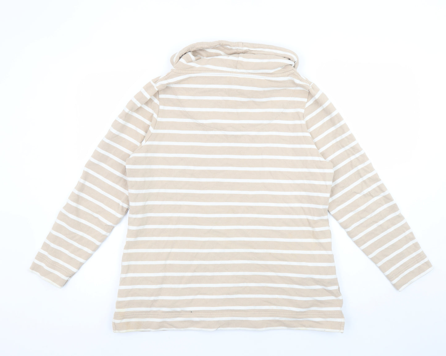 Dash Womens Beige Striped Cotton Pullover Sweatshirt Size 14