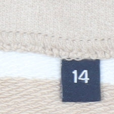 Dash Womens Beige Striped Cotton Pullover Sweatshirt Size 14