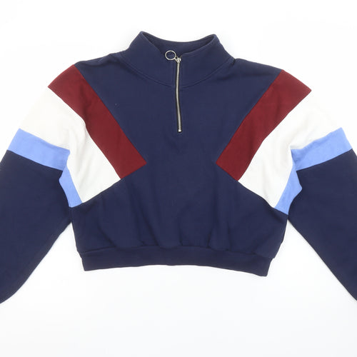 H&M Divided Women's Navy Colourblock 1/2 Zip Sweatshirt Size S