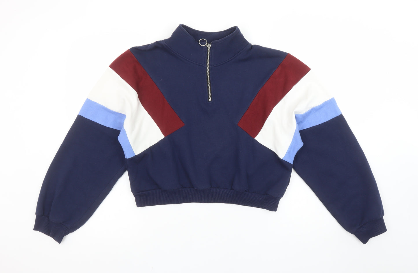 H&M Divided Women's Navy Colourblock 1/2 Zip Sweatshirt Size S