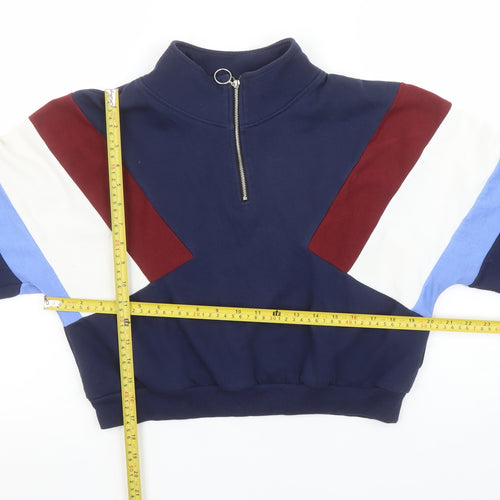 H&M Divided Women's Navy Colourblock 1/2 Zip Sweatshirt Size S