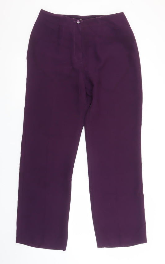 Yessica Womens Purple Polyester Straight Trousers Size 12
