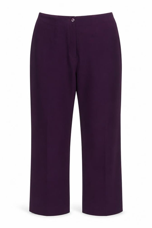 Front view of Yessica women’s purple polyester straight trousers, size UK 12