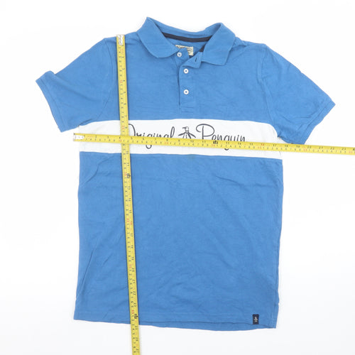 Original Penguin Boys Blue Polo Shirt 12-13 Years Cotton Short Sleeve